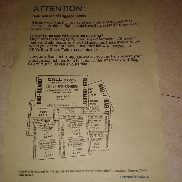 Vintage Samsonite Suitcase with all Original Tags - Picture 9 of 13